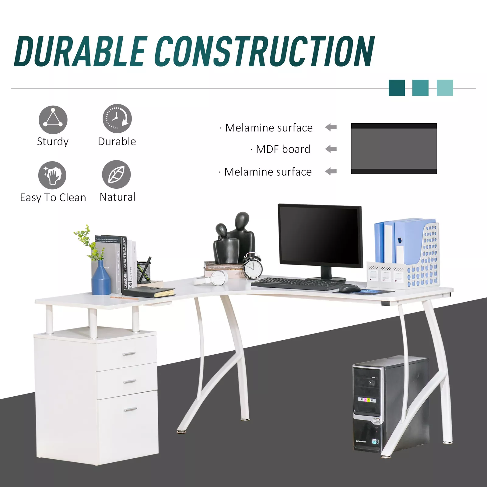Carey Corner L Shaped Computer Desk With Storage - Image 4