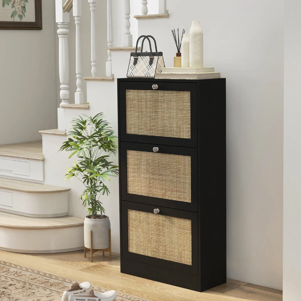 Carney Rattan Narrow Entryway Shoe Cabinet - Image 10