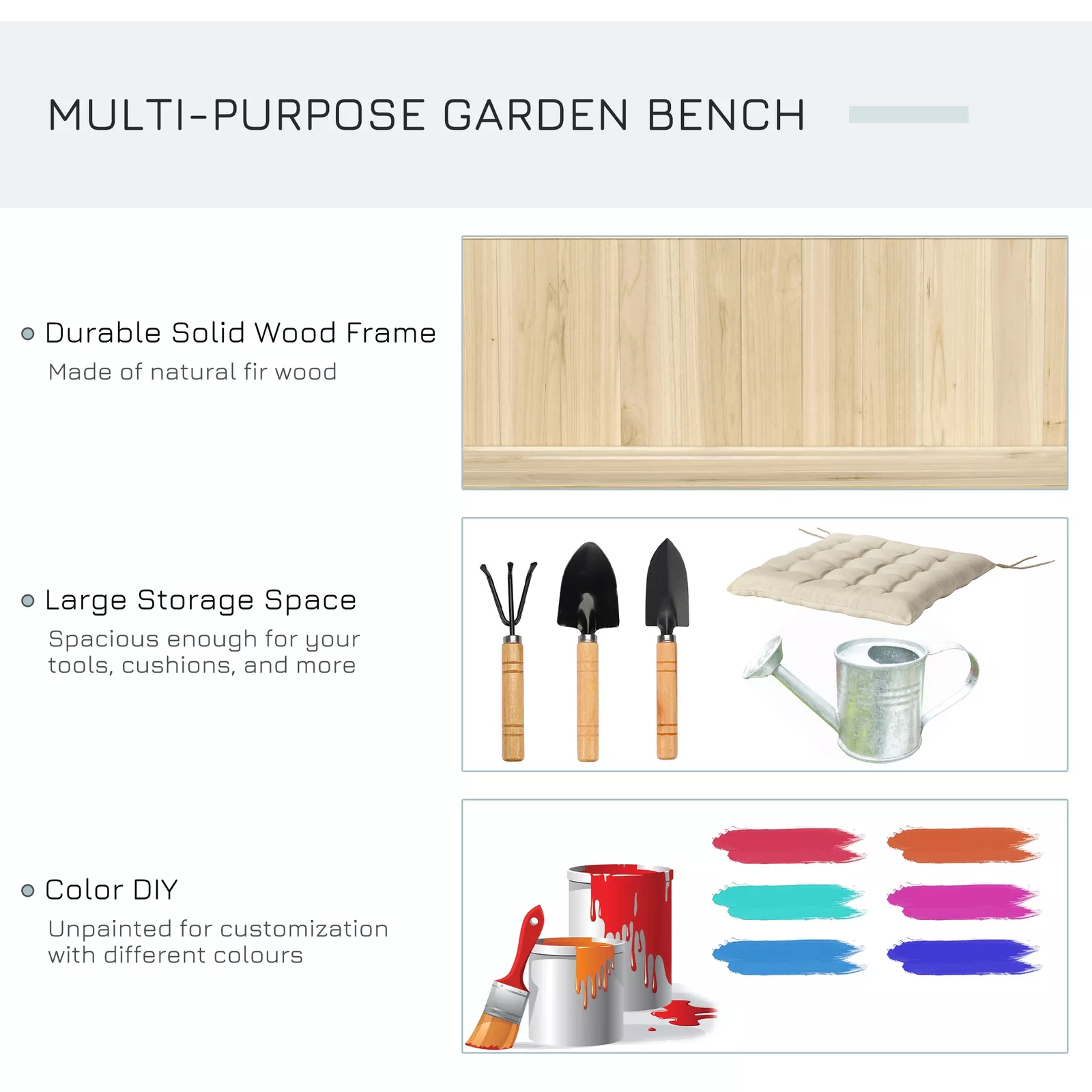 Carroll Outdoor Garden Storage Bench - Image 4