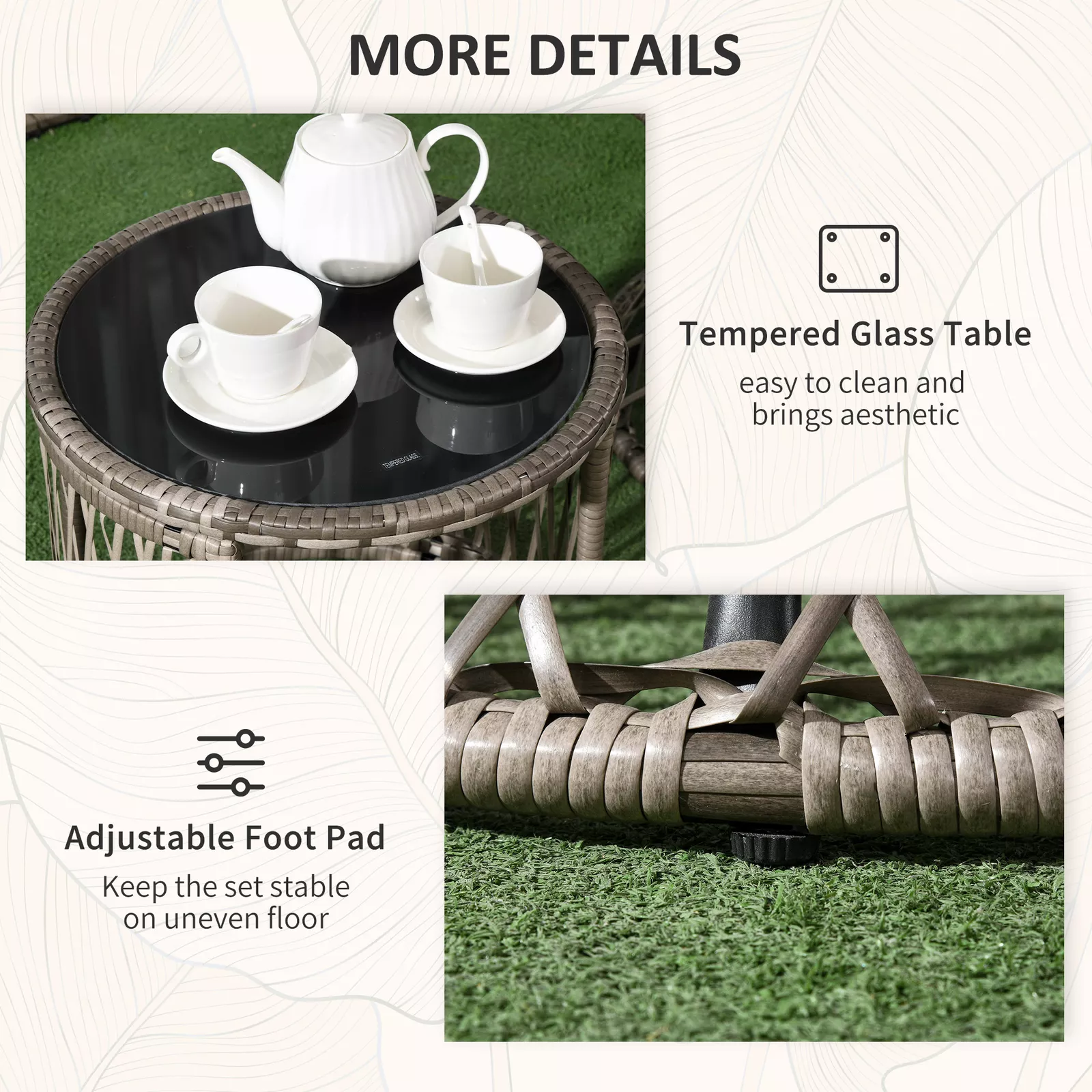 Casey Rattan Bistro Garden Furniture Set - Image 7