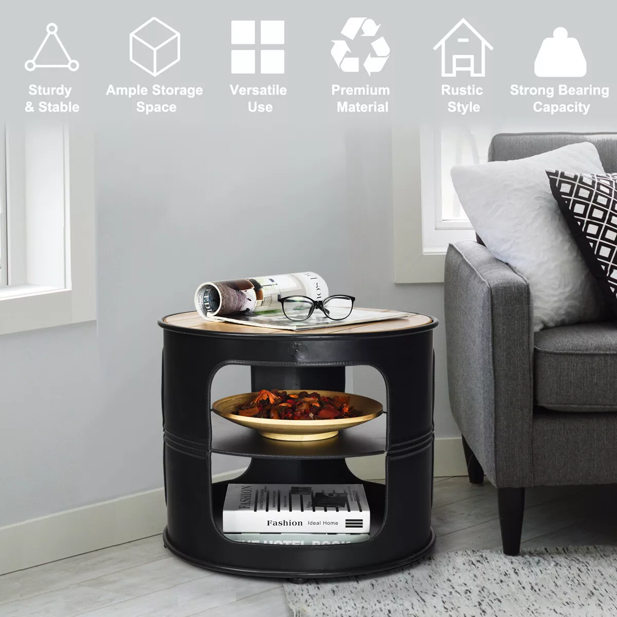 Casey Round Sofa Side End Table - Image 4