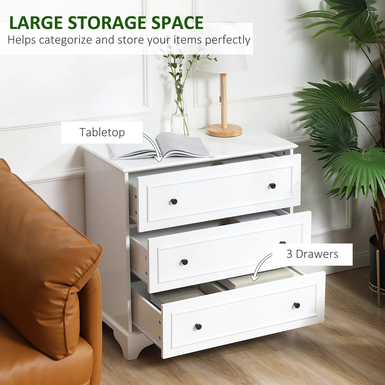 Caspar 3 Drawer Chest Dresser - Image 3