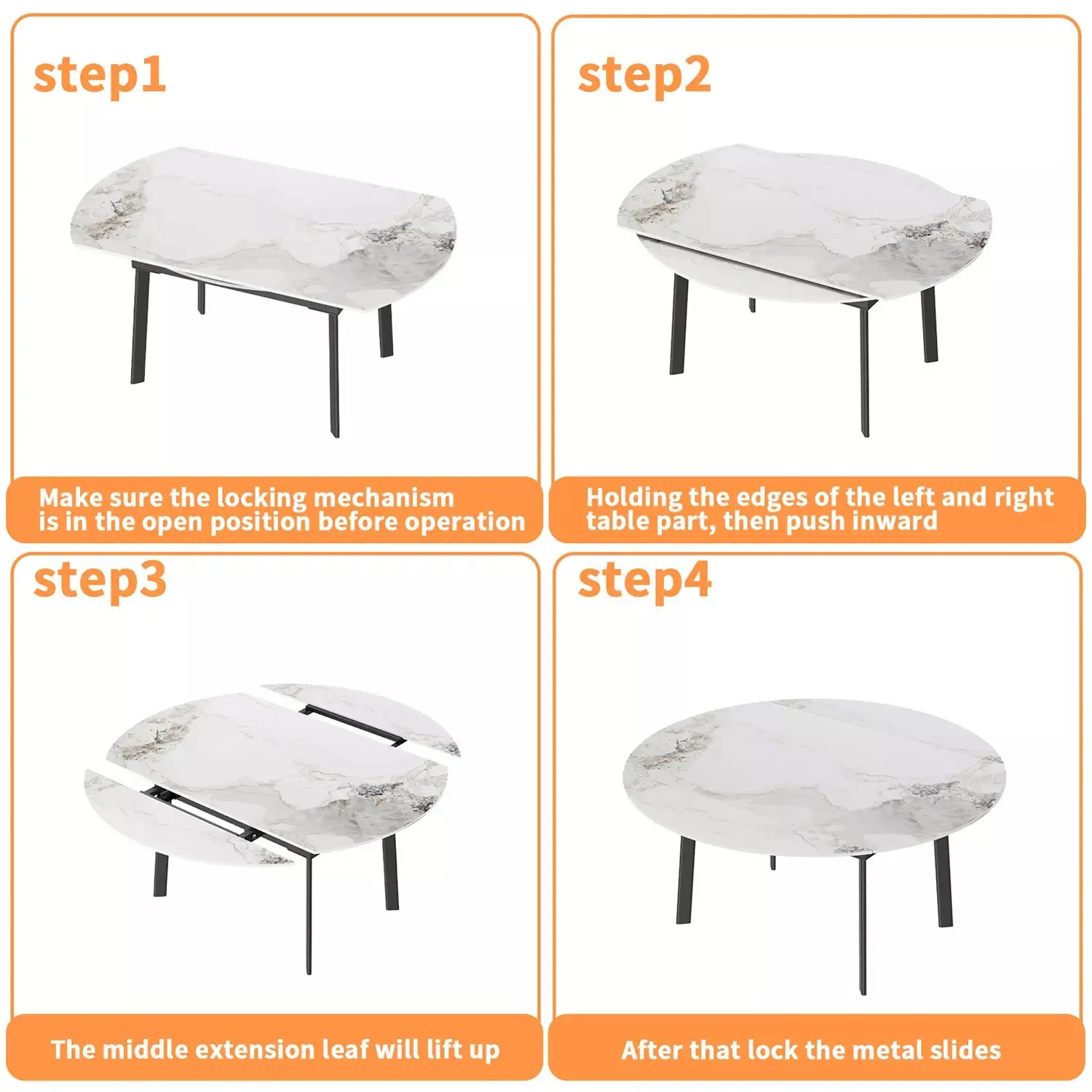 Caspar Marble Round Extendable Dining Table For 6 - Image 7