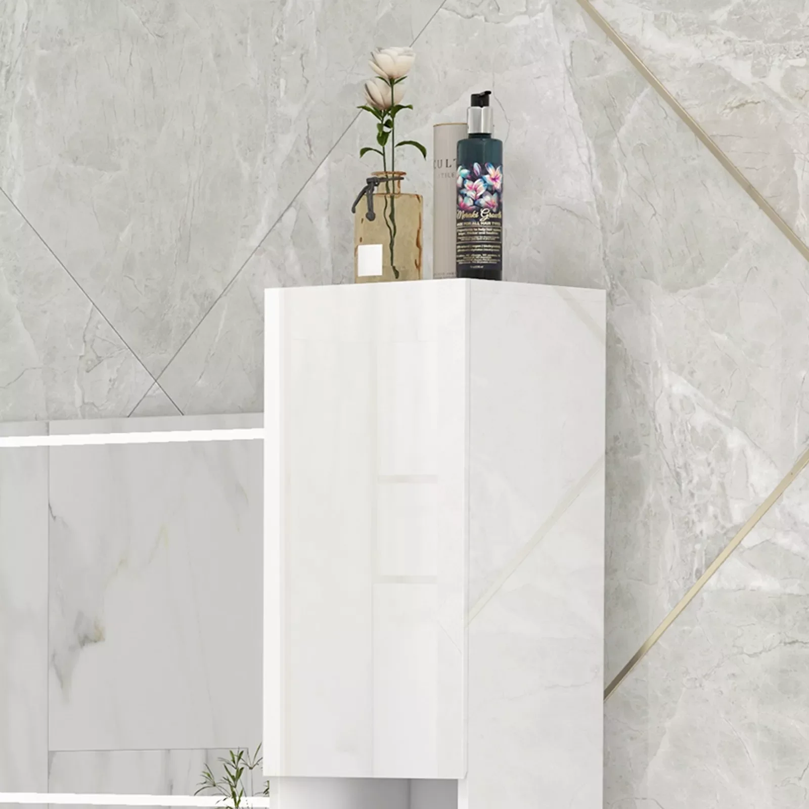 Catrin Gloss Tall Freestanding Bathroom Cabinet - Image 7