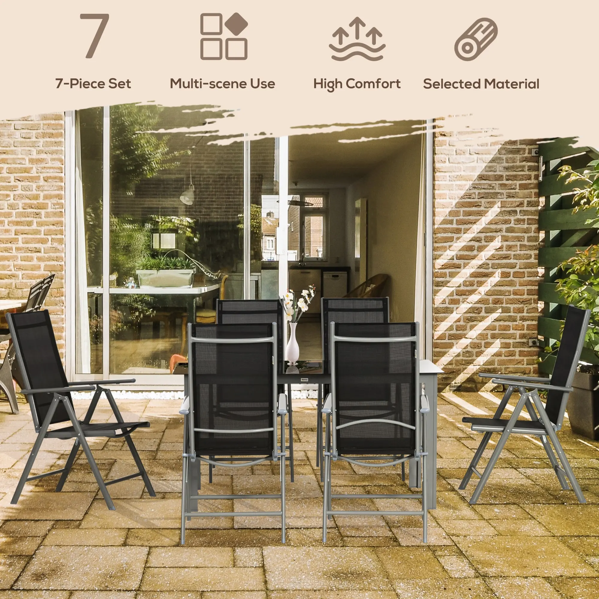 Cayden 6 Seater Outdoor Garden Dining Set - Image 2