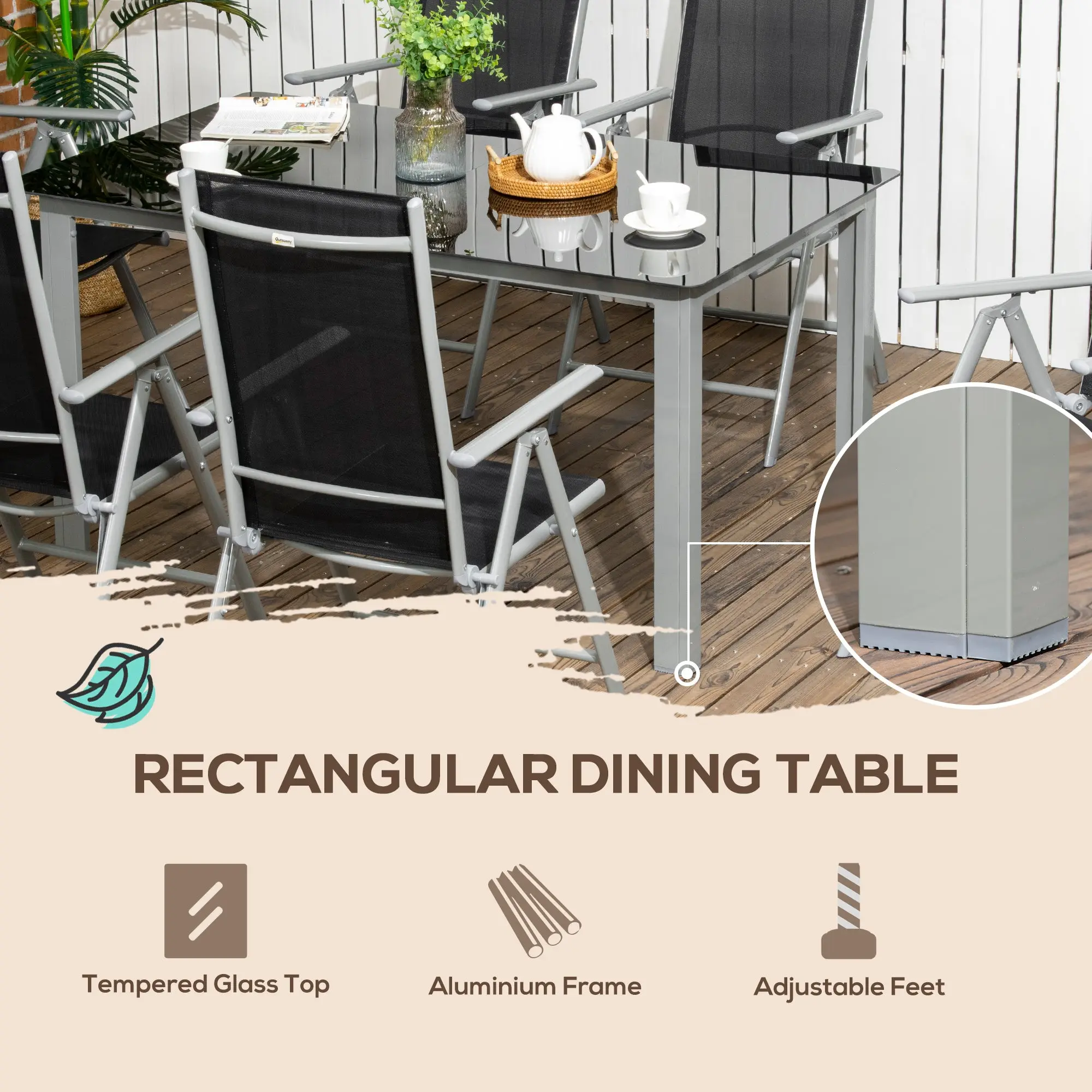 Cayden 6 Seater Outdoor Garden Dining Set - Image 5