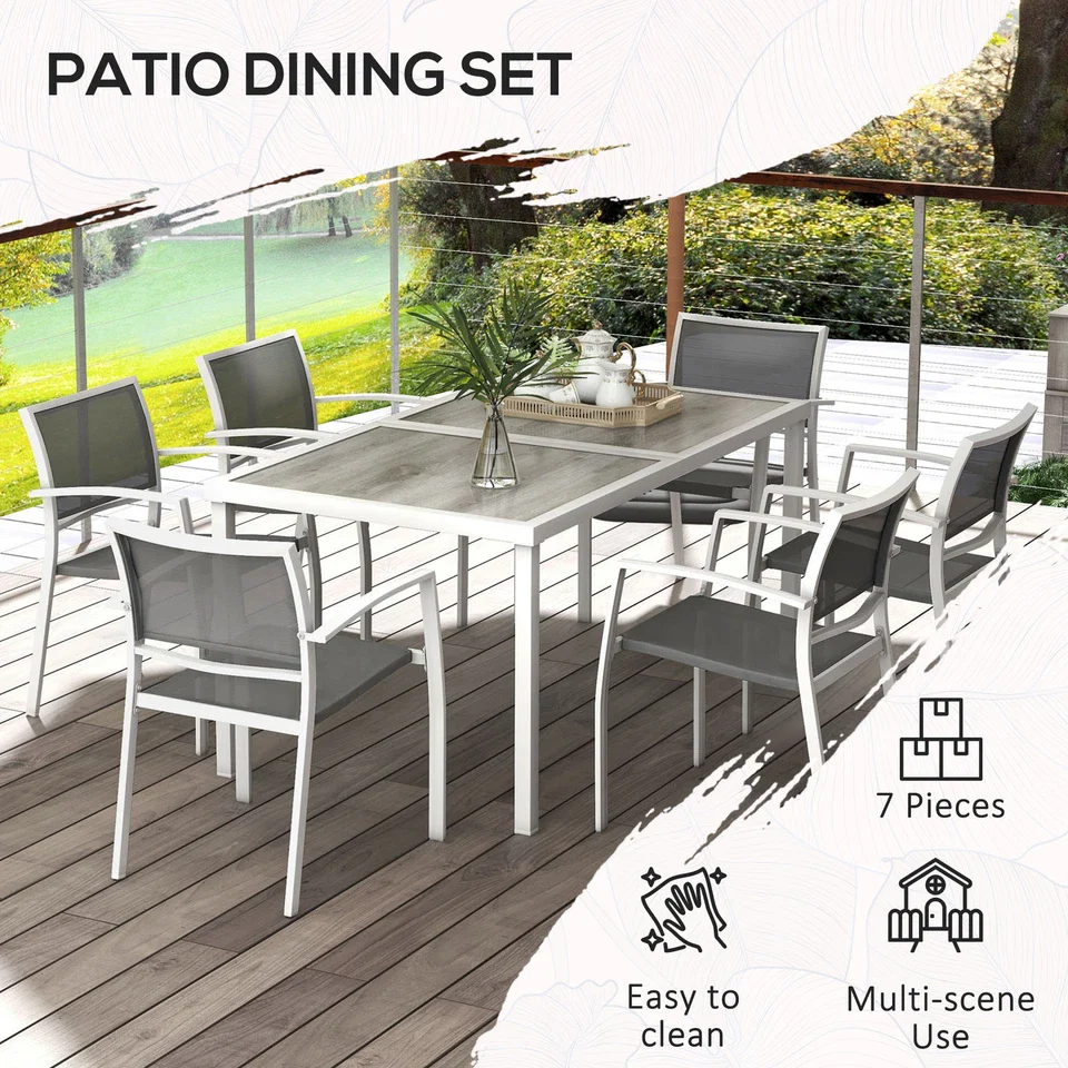 Charlotte 7 Pieces Outdoor Patio Dining Set - Image 5