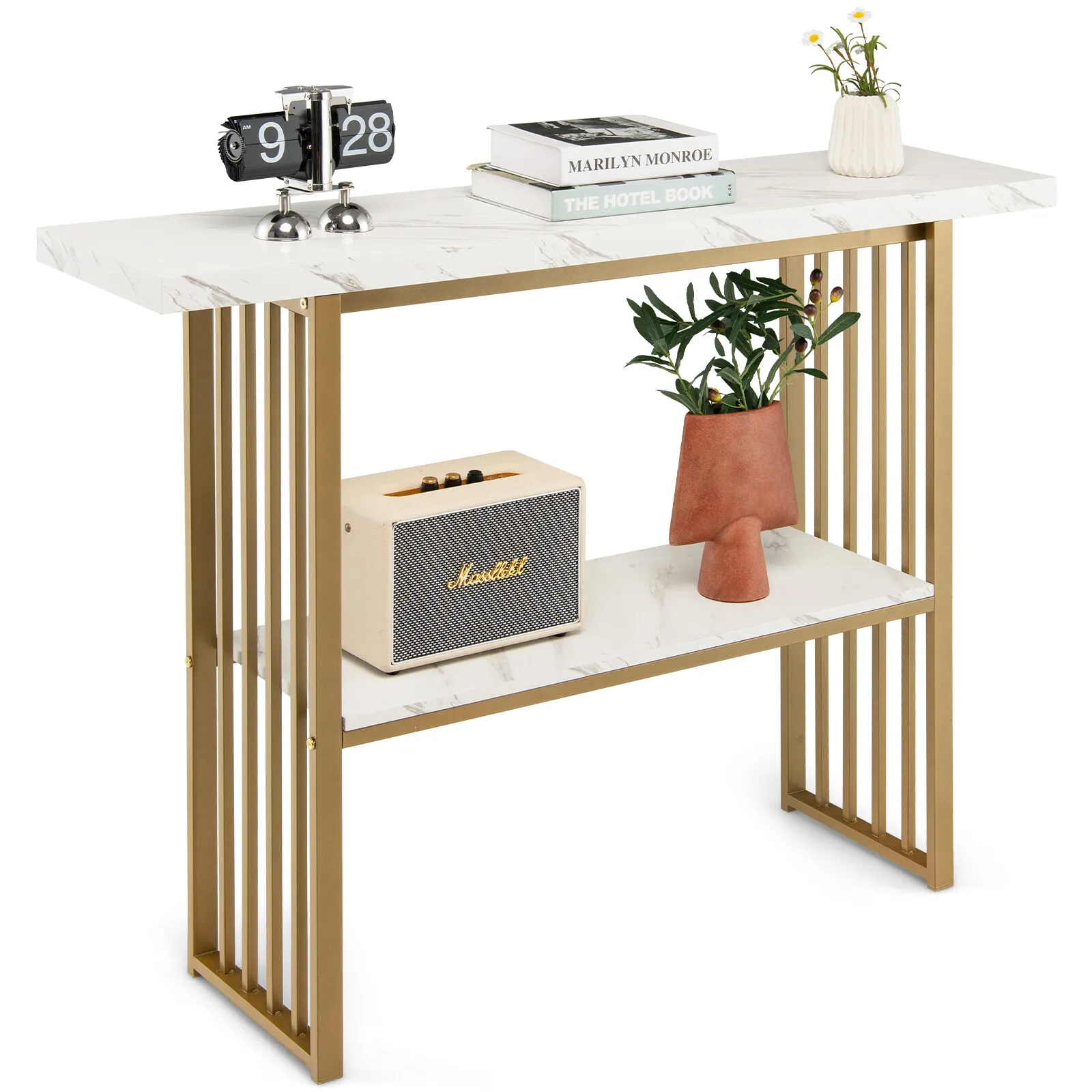 Cian Narrow Marble Hallway Console Table - Image 2