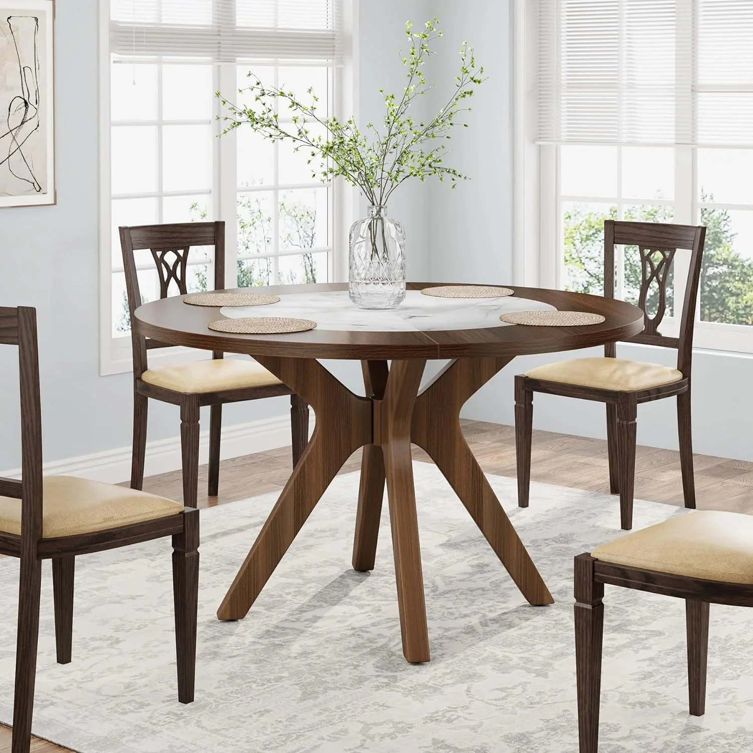 Clark Round Rustic Farmhouse Dining Table For 4 - Image 2
