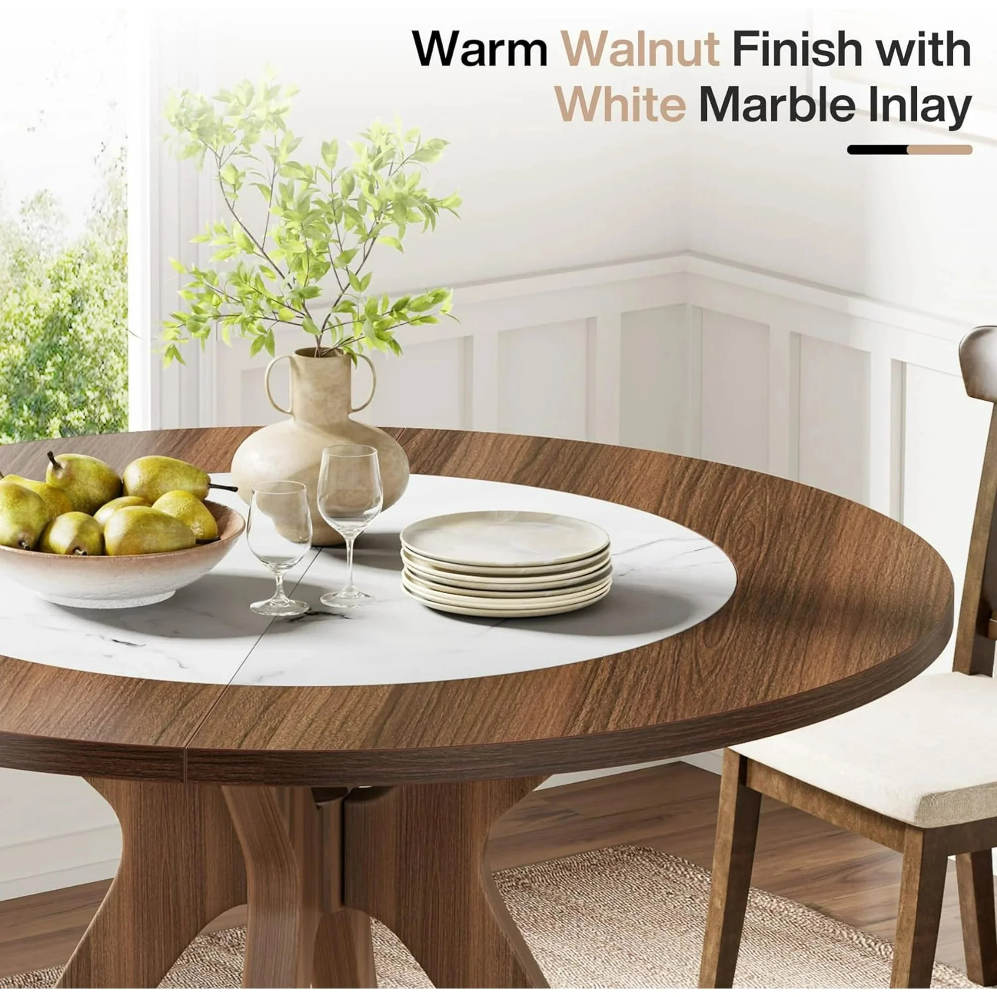 Clark Round Rustic Farmhouse Dining Table For 4 - Image 3