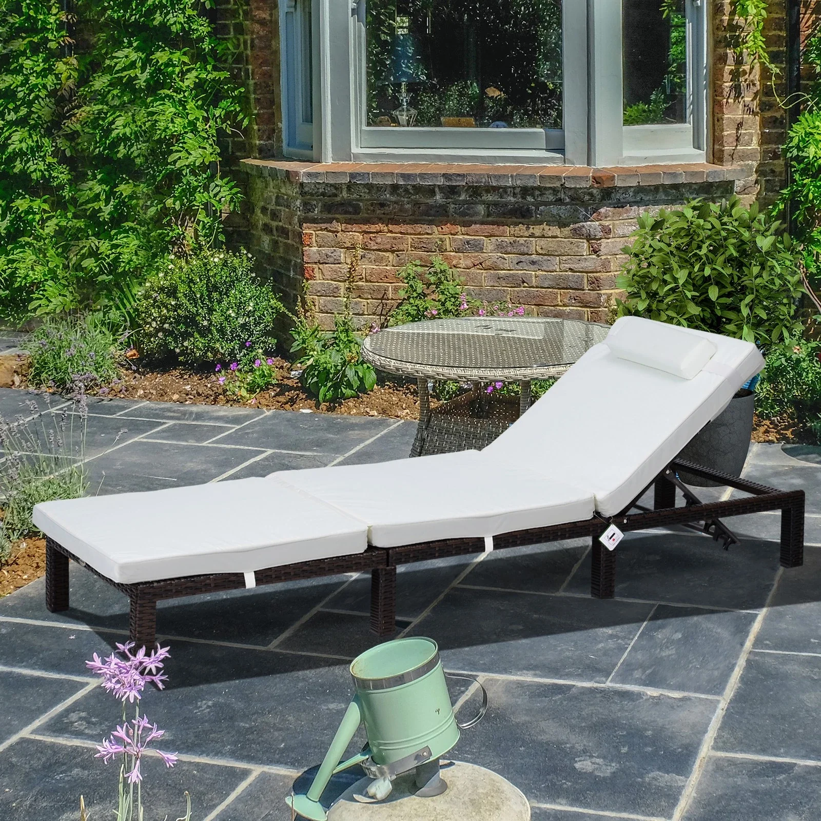 Cleo Rattan Garden Sun Lounger