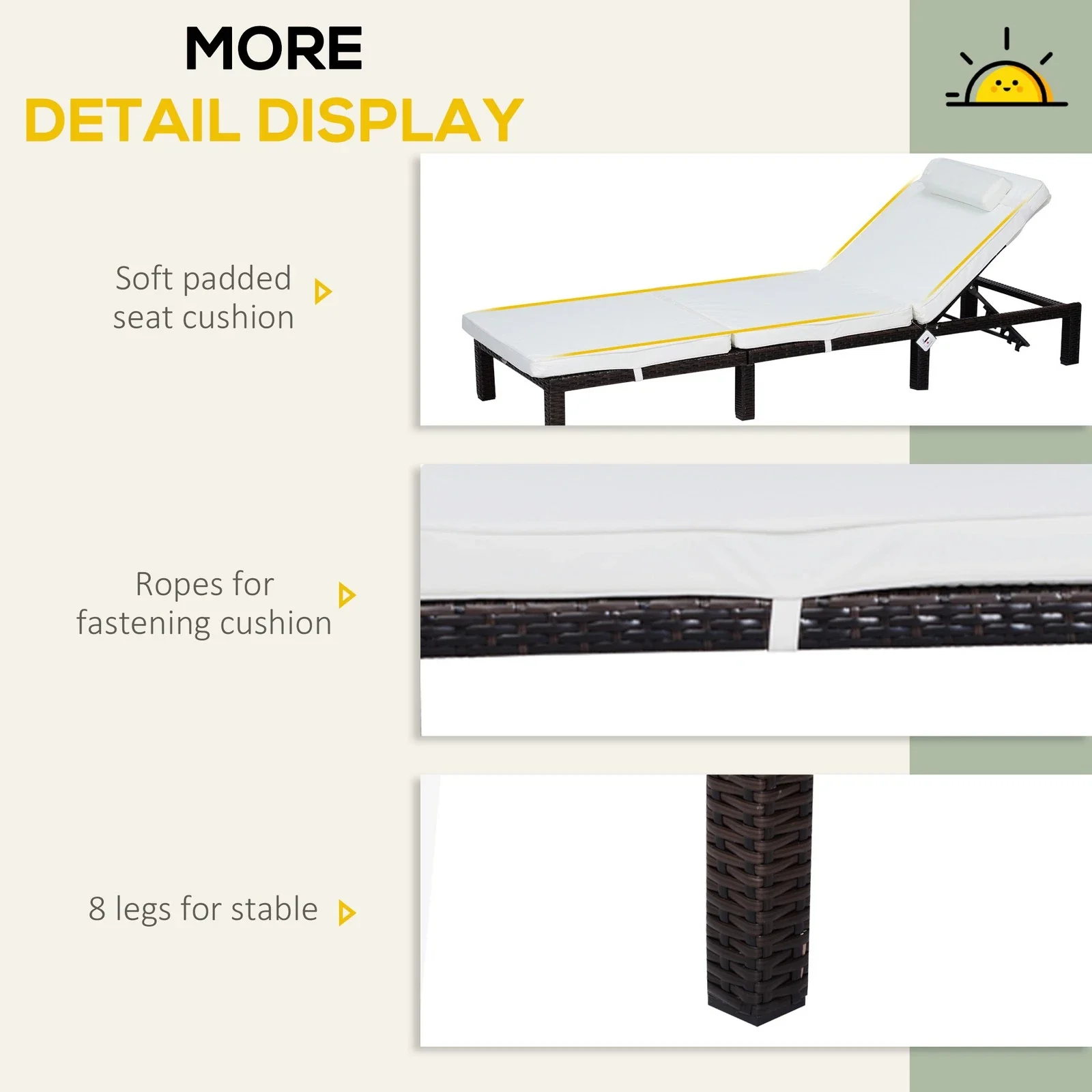 Cleo Rattan Garden Sun Lounger - Image 5