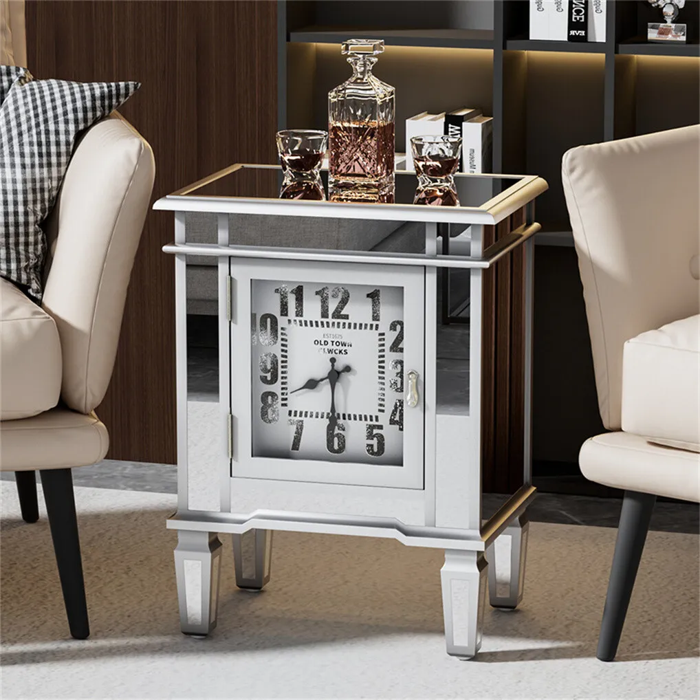Clock Bedside Nightstand Table