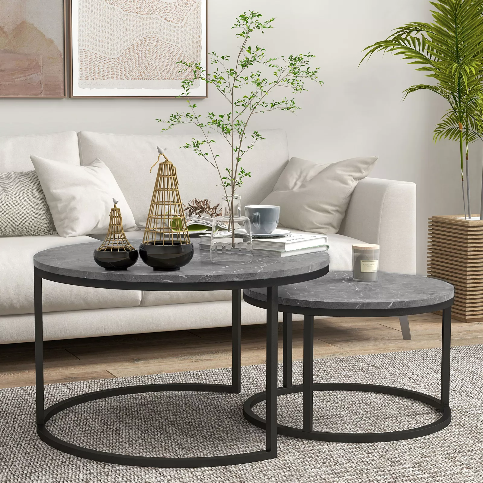 Connie Round Marble Nesting Coffee Table