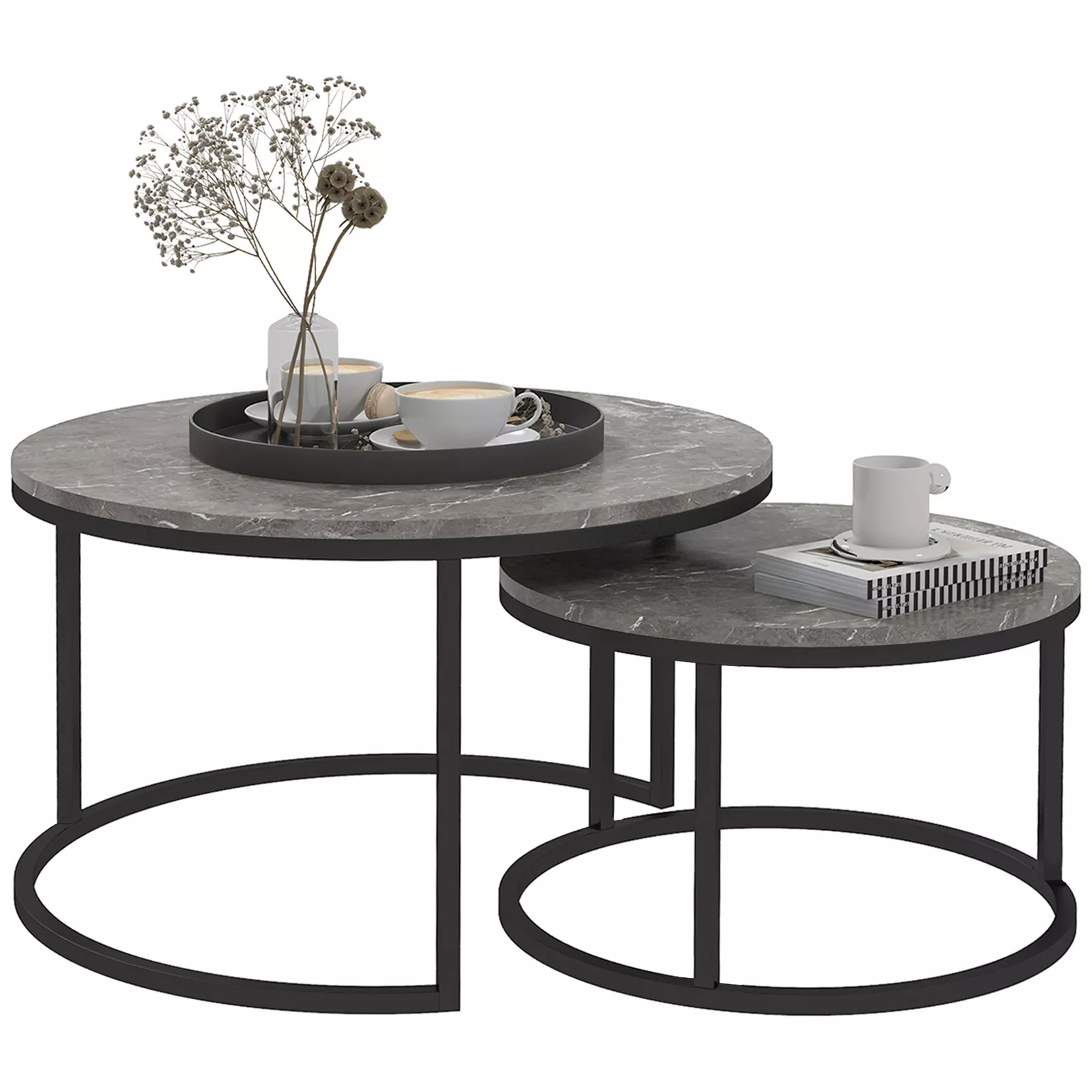 Connie Round Marble Nesting Coffee Table - Image 2