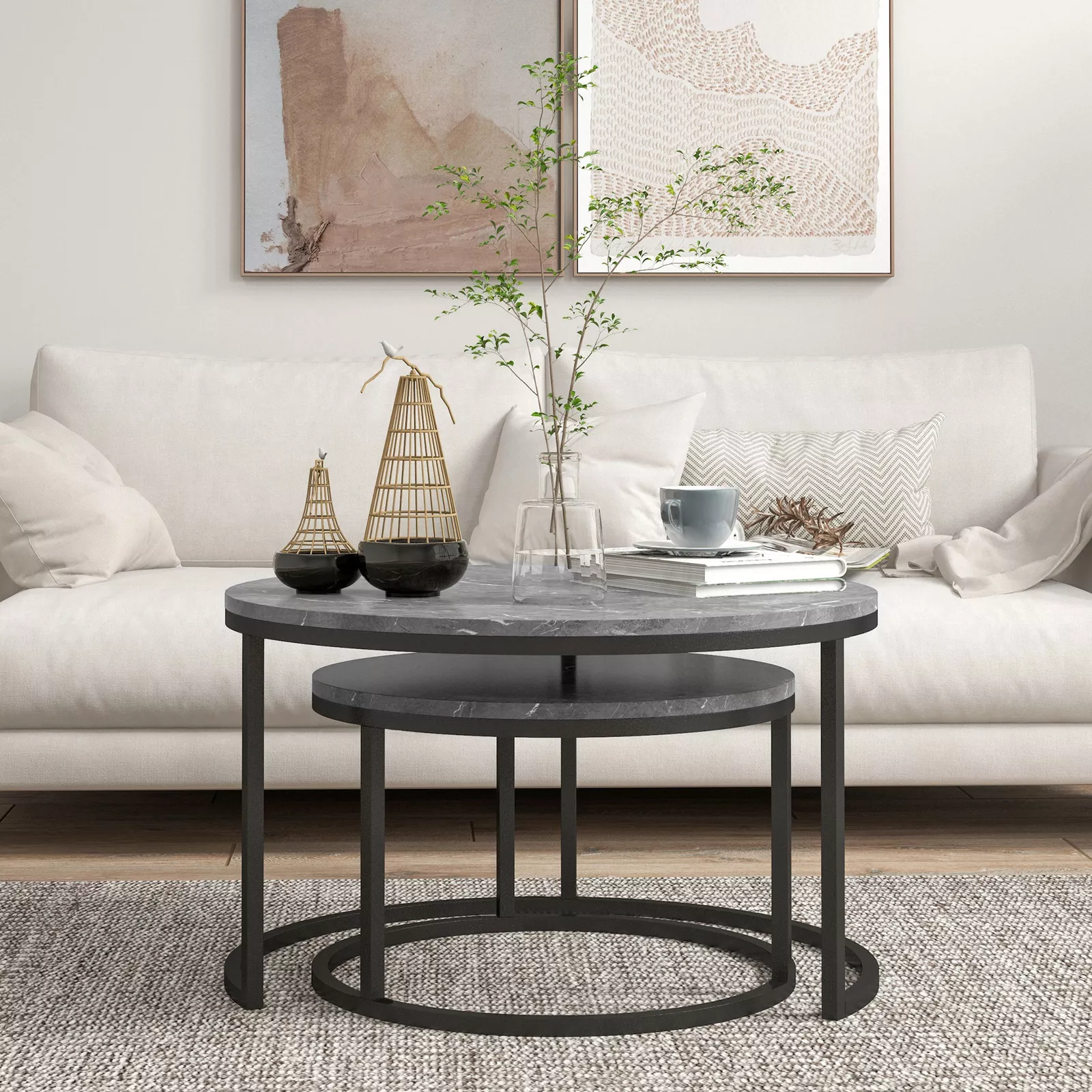 Connie Round Marble Nesting Coffee Table - Image 3