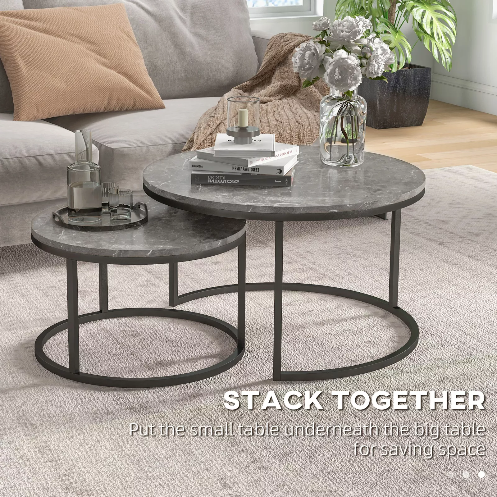 Connie Round Marble Nesting Coffee Table - Image 4