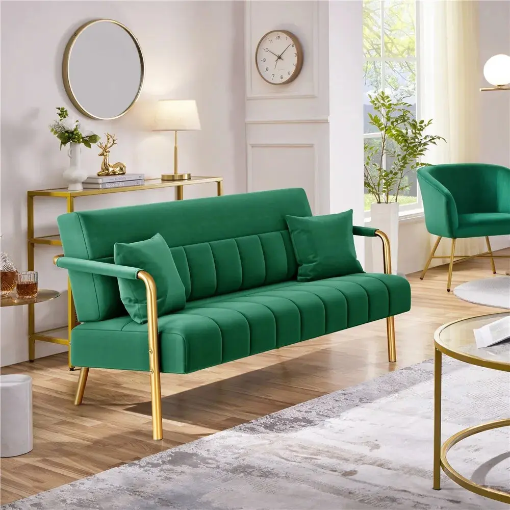 Contemporary Velvet Loveseat Couch - Image 2