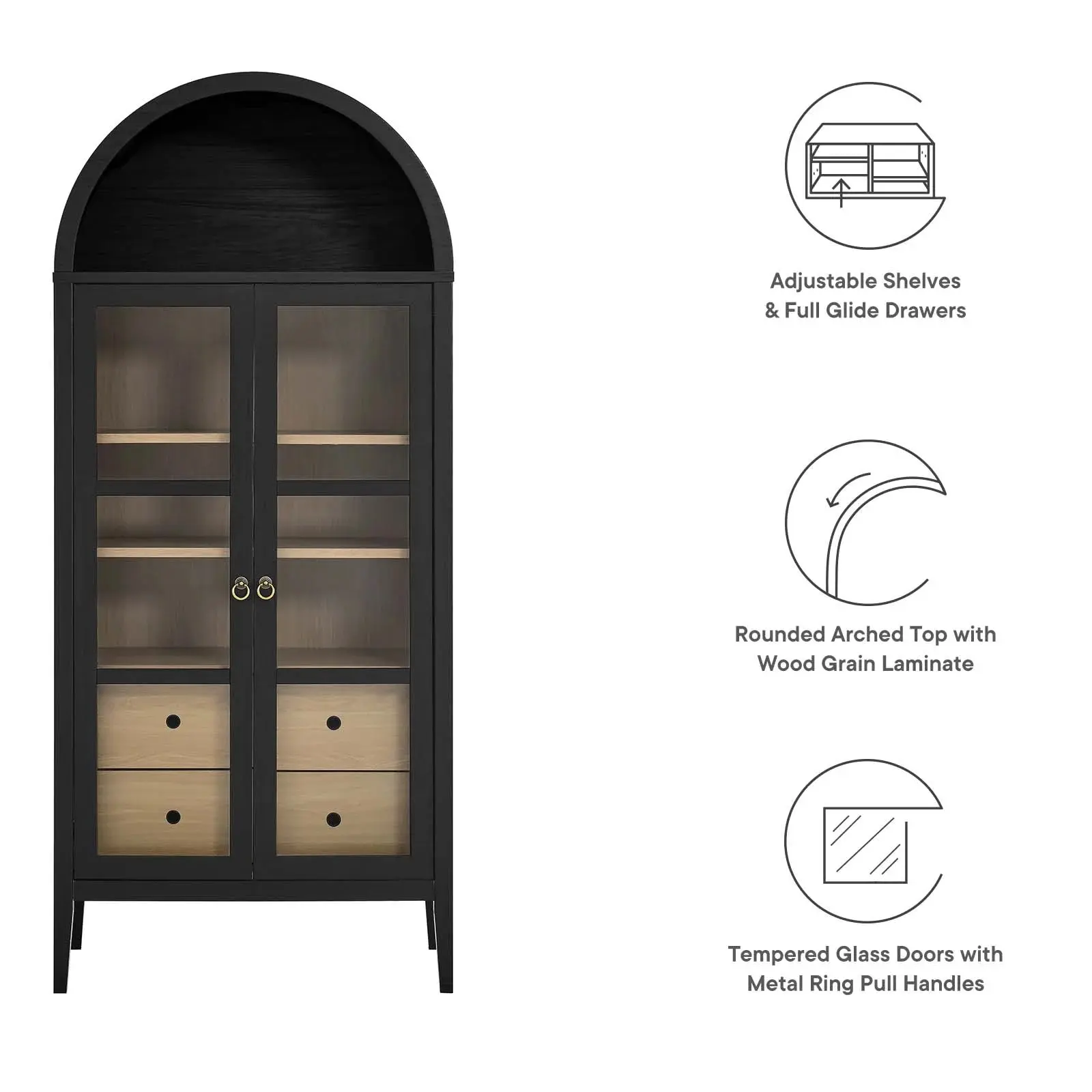 Coral Black Arched Storage Display Cabinet - Image 4