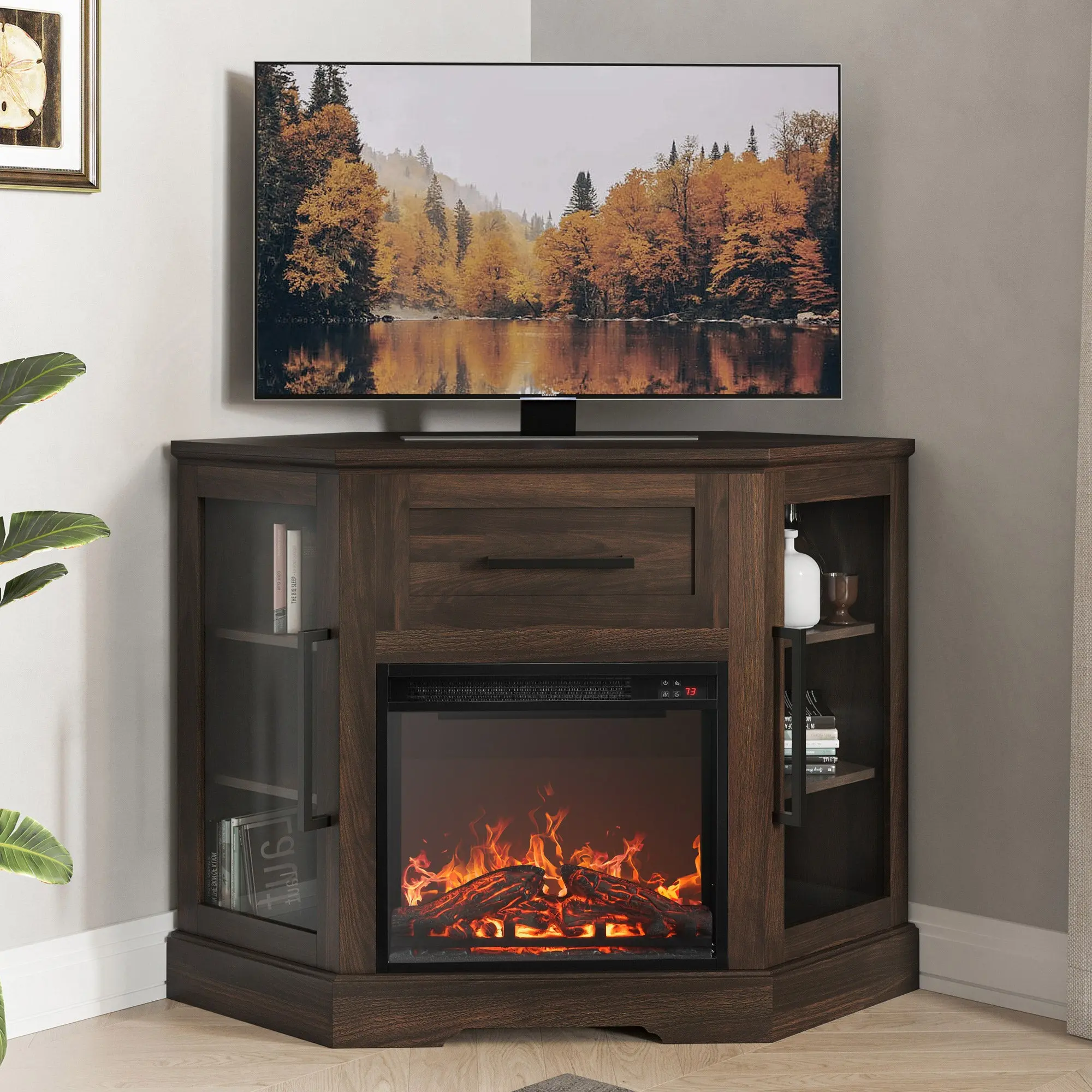 Cory Farmhouse Corner Fireplace TV Stand - Image 8
