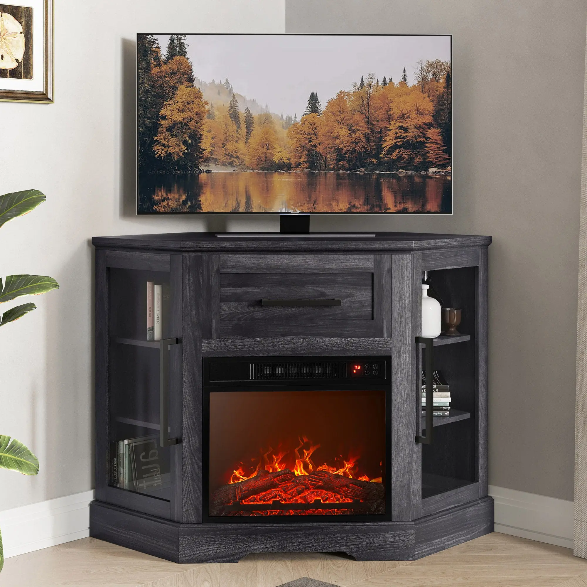 Cory Farmhouse Corner Fireplace TV Stand - Image 9