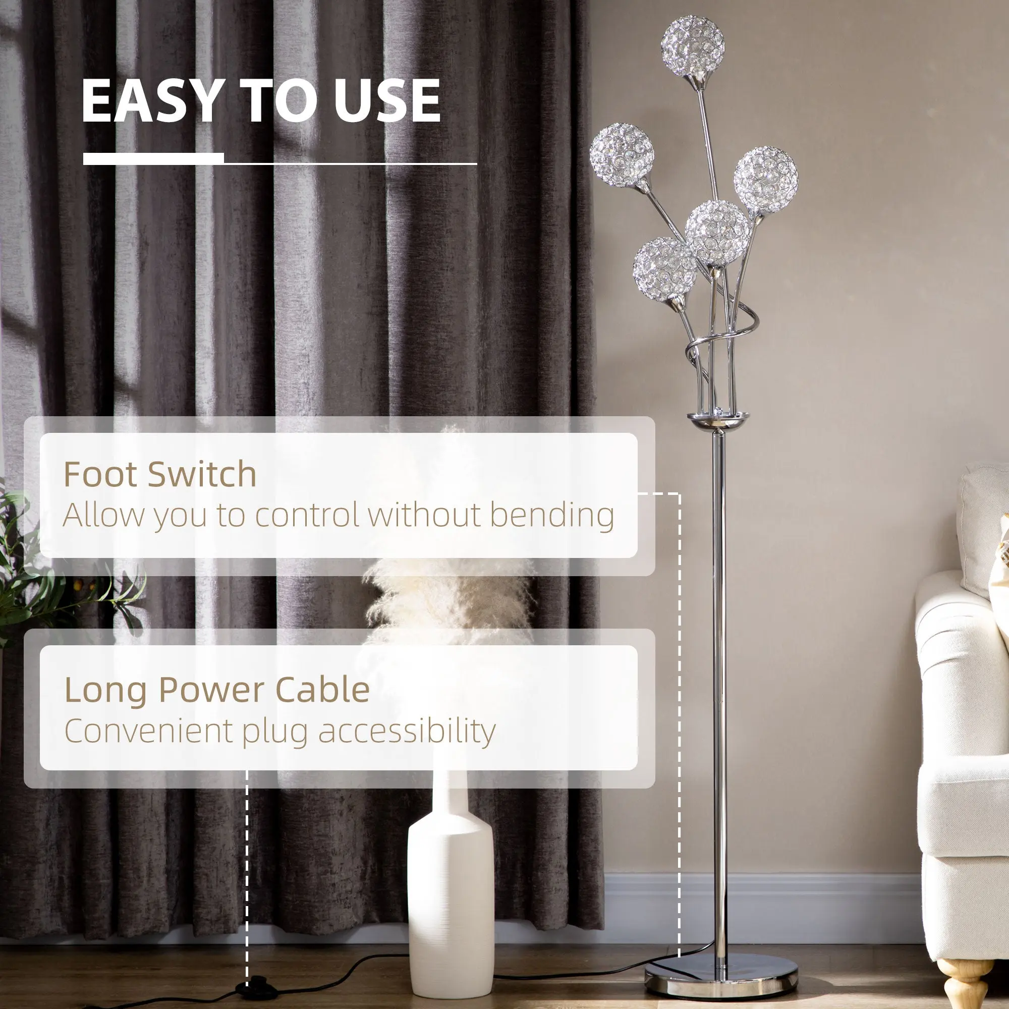 Crystal Living Room Standing Floor Lamp - Image 3