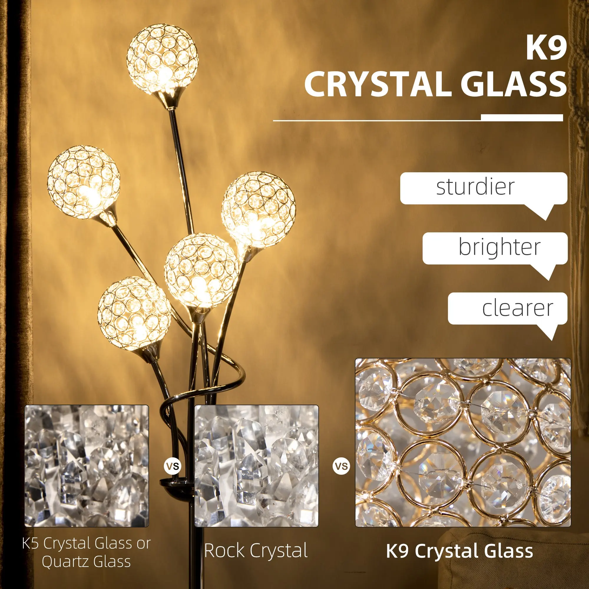 Crystal Living Room Standing Floor Lamp - Image 4