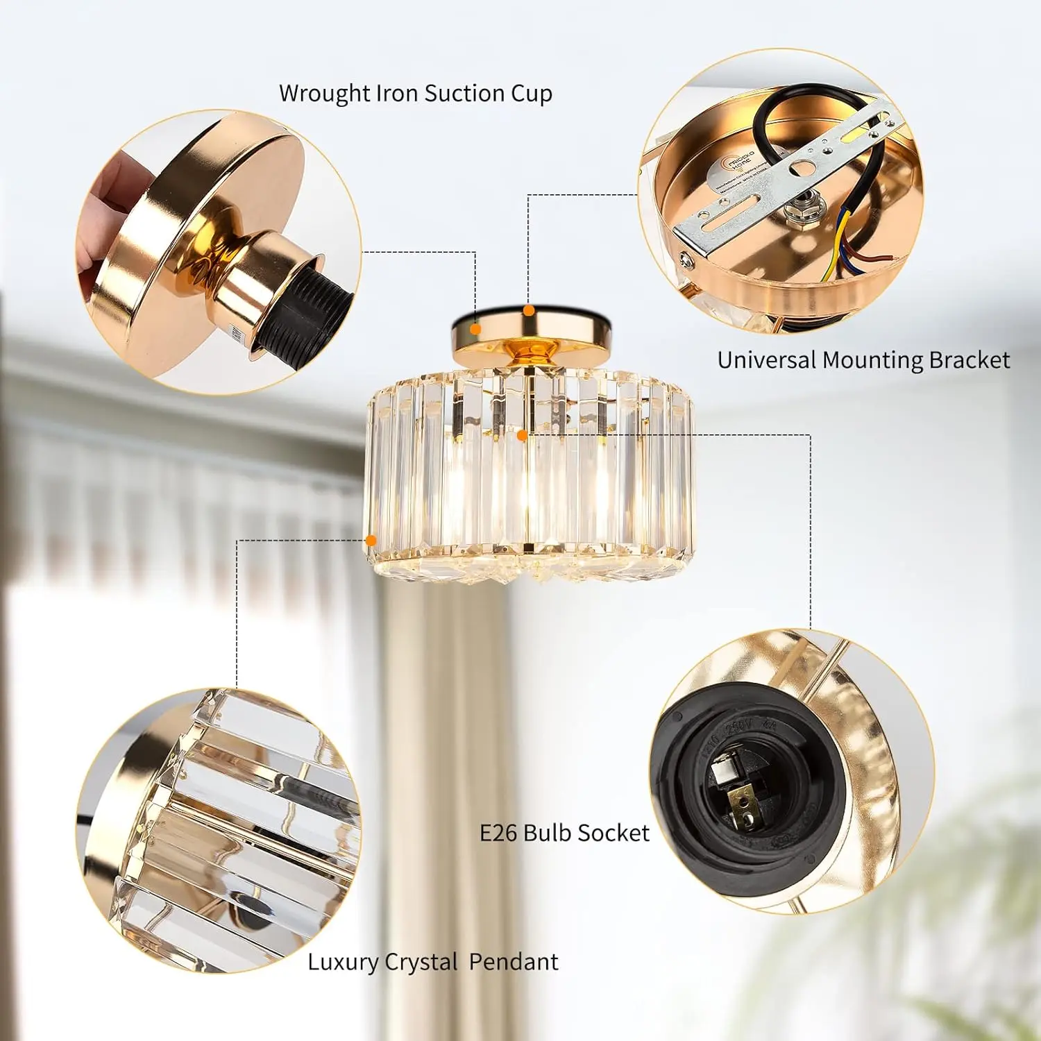 Crystal Semi Mount Ceiling Light - Image 3