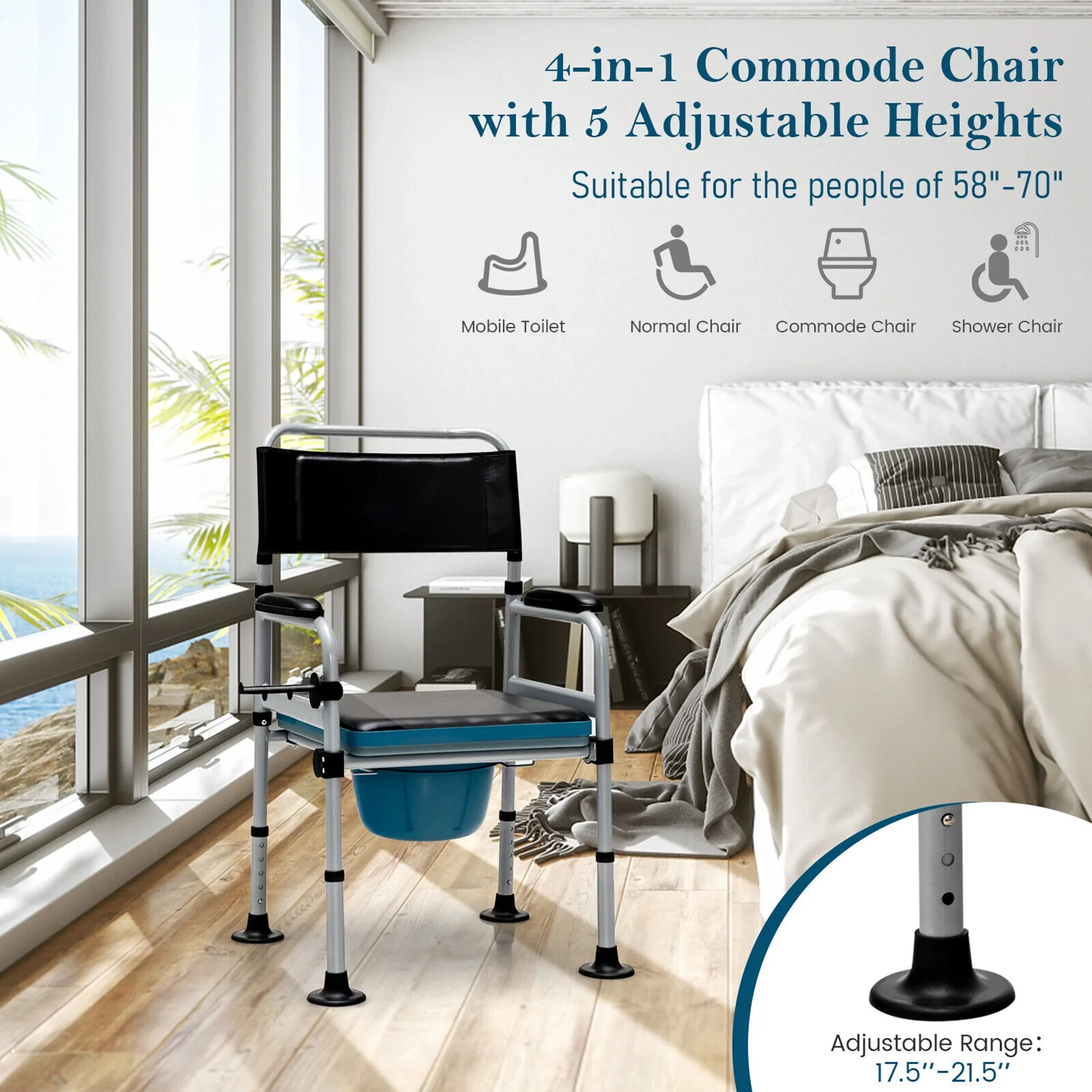Deacon Adult's Bedside Commode Chair - Image 5