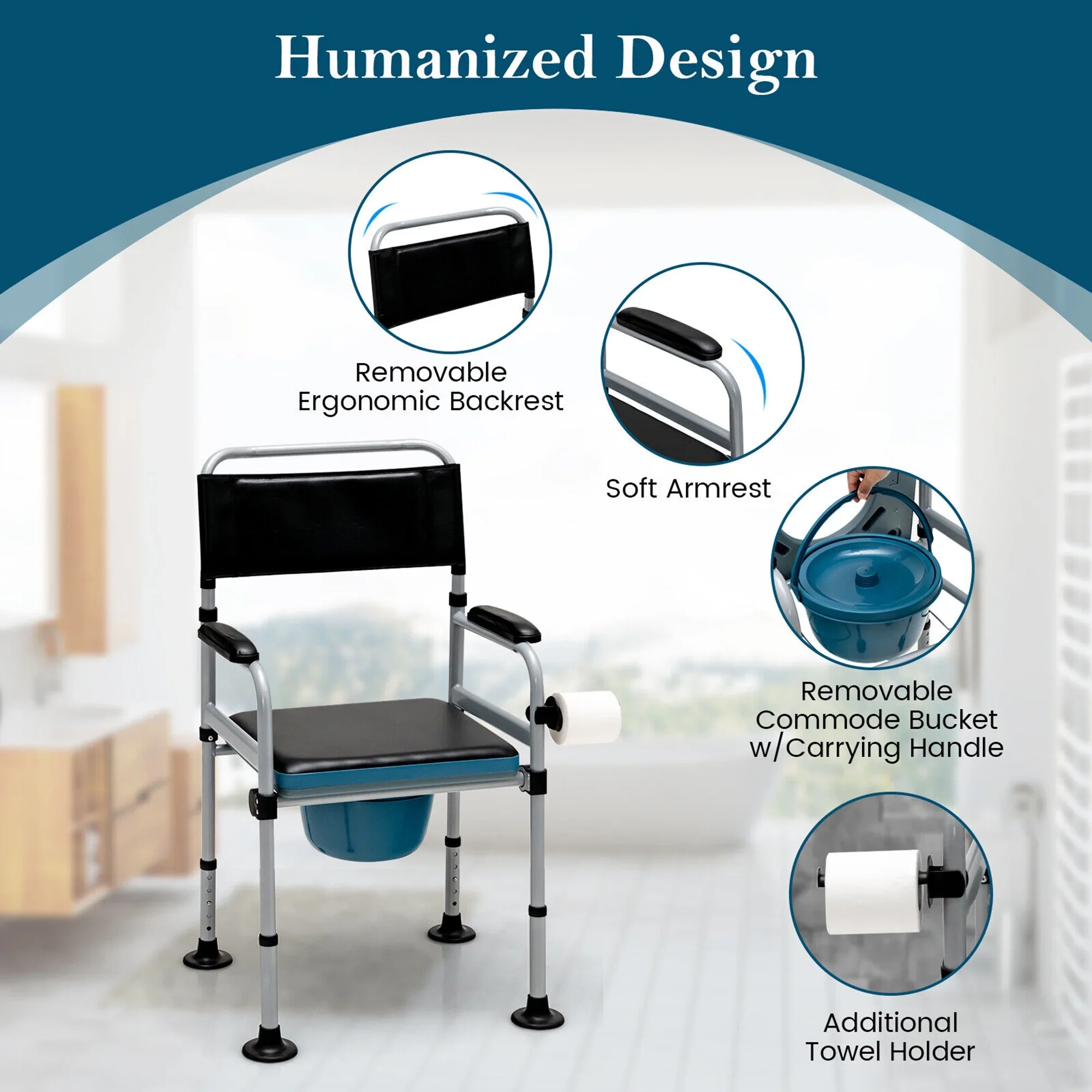 Deacon Adult's Bedside Commode Chair - Image 6