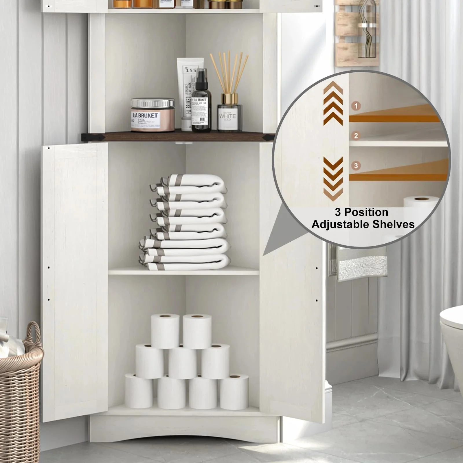 Denis Tall Corner Kitchen Pantry Cabinet - Image 5