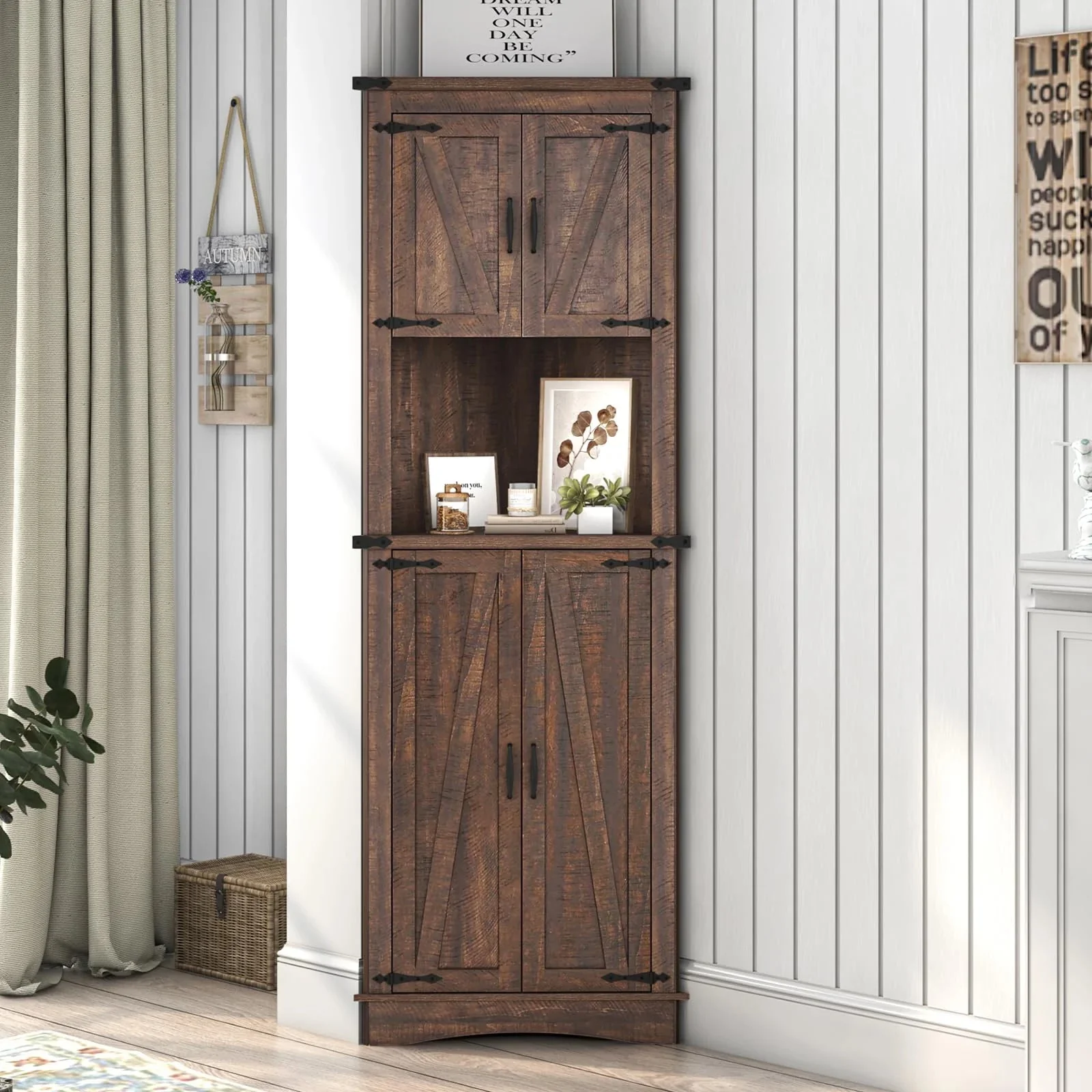 Denis Tall Corner Kitchen Pantry Cabinet - Image 7