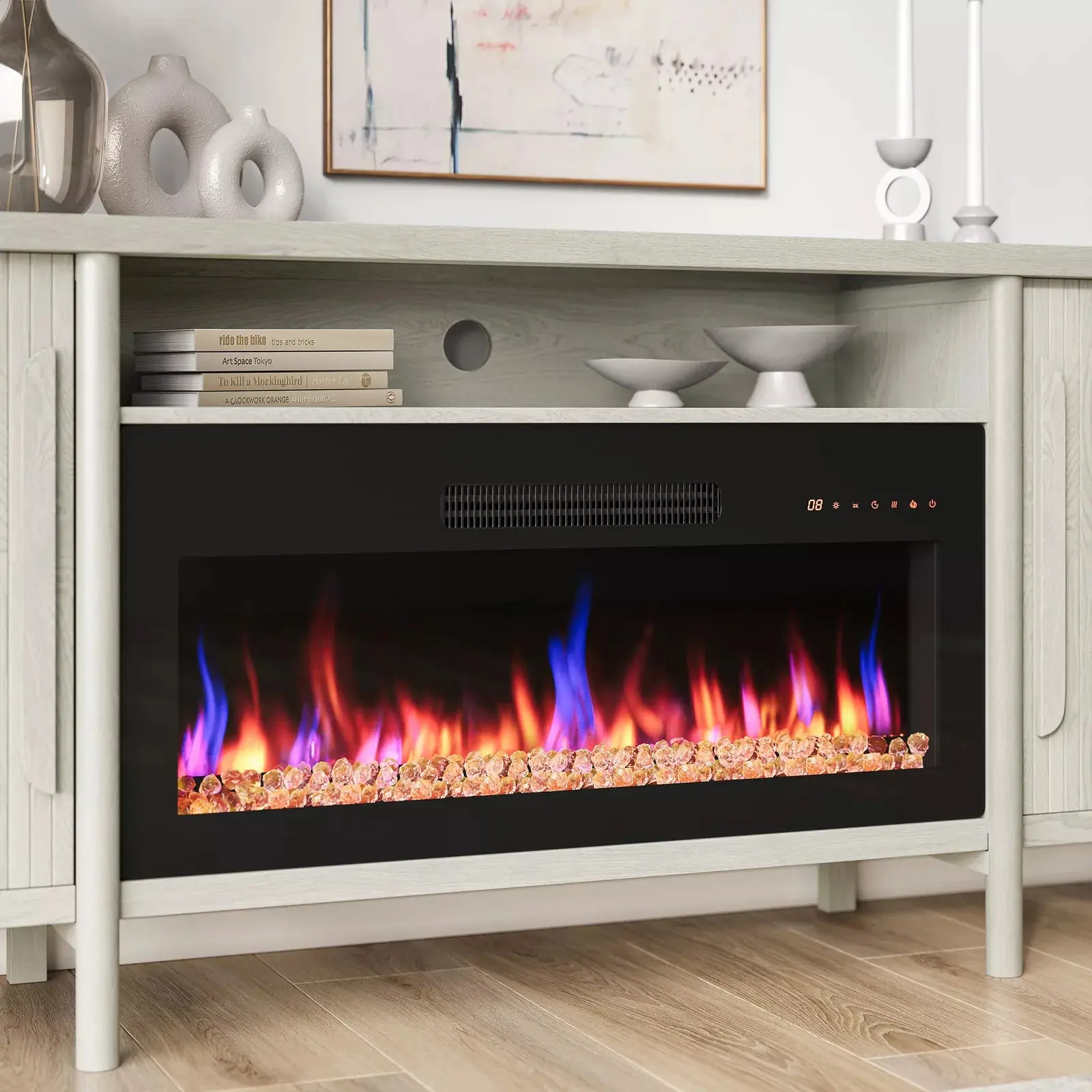 Dewi Mid Century Fireplace TV Stand (Up to 75") - Image 3