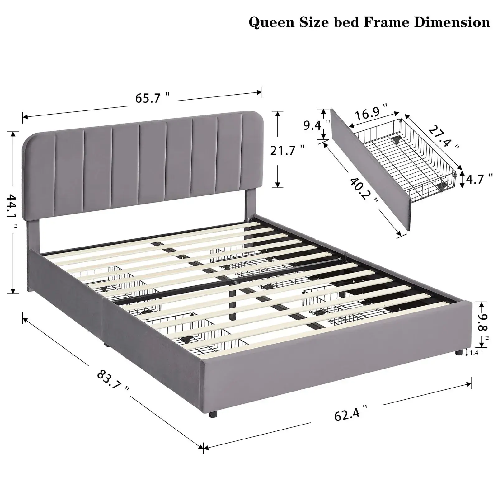 Diaz Plateform Bed Frame With Storage - Image 10
