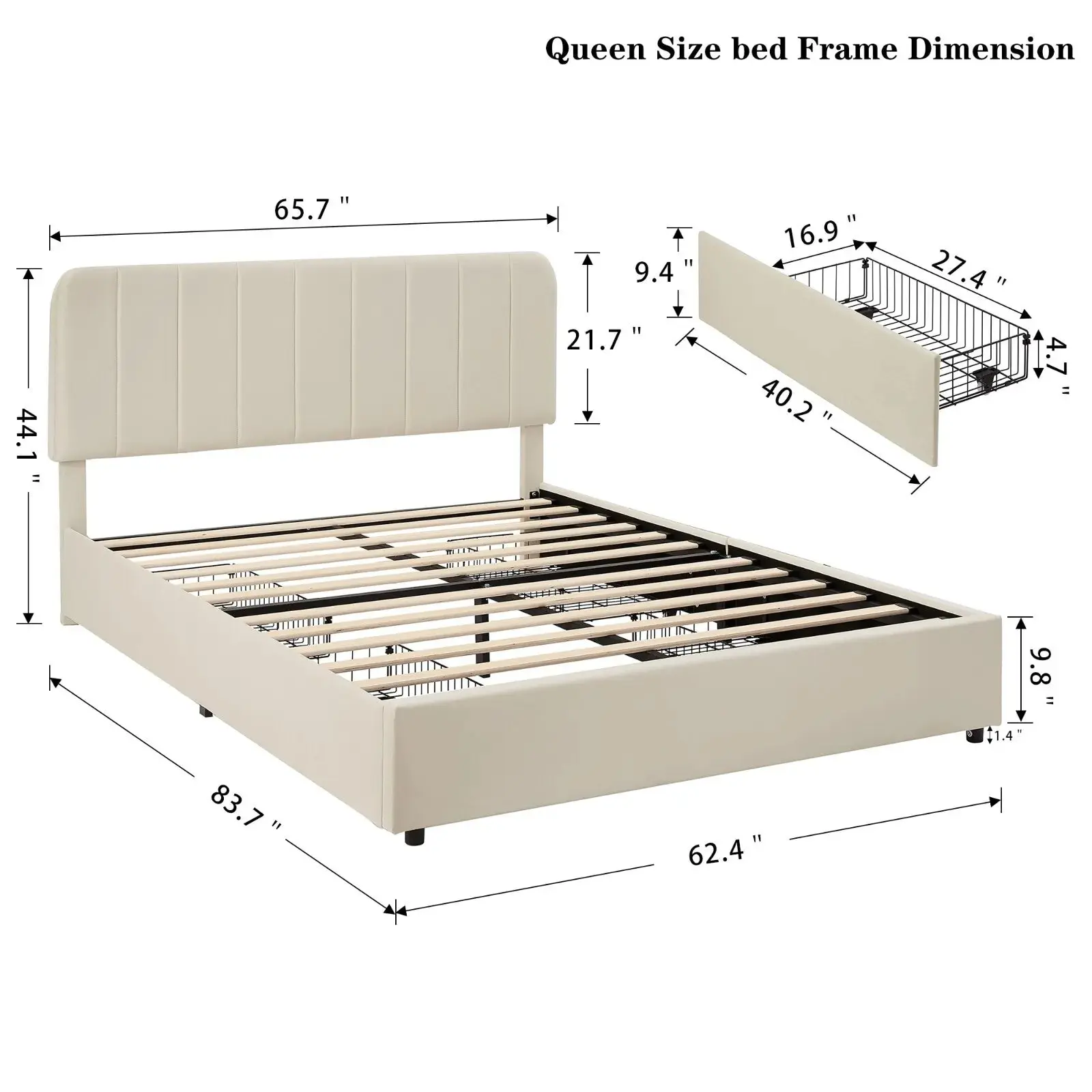 Diaz Plateform Bed Frame With Storage - Image 8