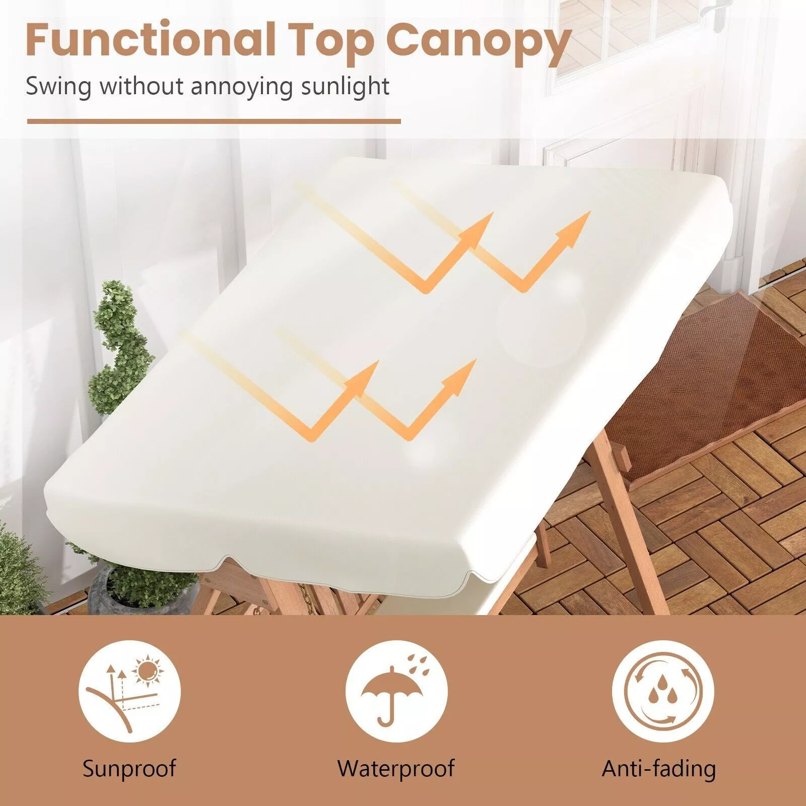 Donald Outdoor Wooden Darden Swing Chair - Image 6