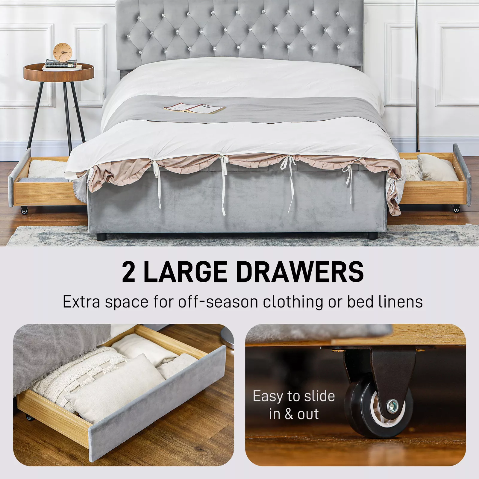 Dorsey Full Upholstered Bed Frame With Storage - Image 5