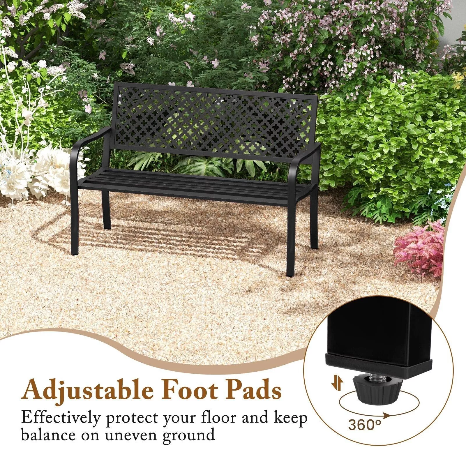 Drake Metal Outdoor Garden Bench - Image 3