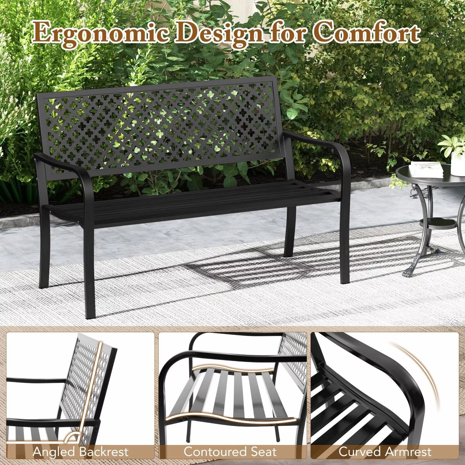 Drake Metal Outdoor Garden Bench - Image 4