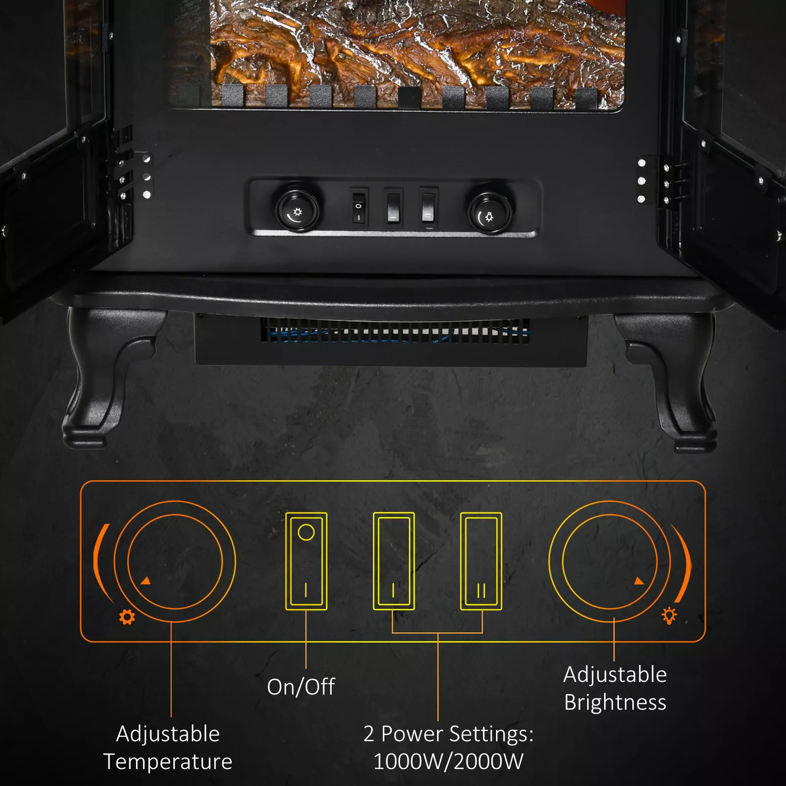 Dulcie Free Standing Electric Stove Fire - Image 4