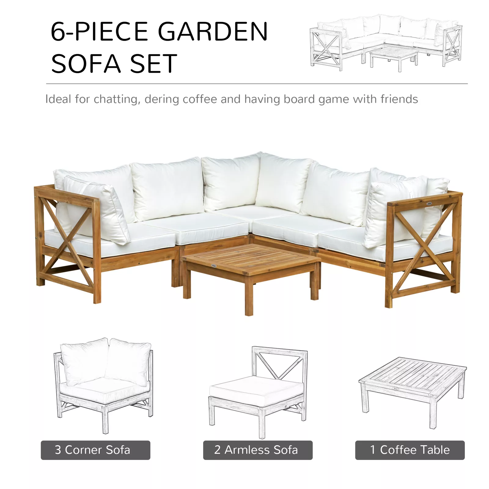 Dunn Outdoor Garden Corner Couch Set - Image 3