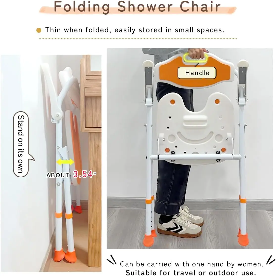 Elderly Foldable Shower Chair With Arms - Image 3