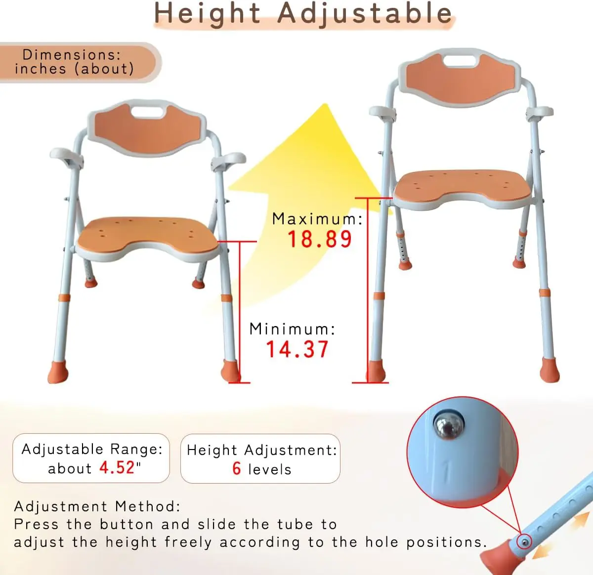 Elderly Foldable Shower Chair With Arms - Image 4