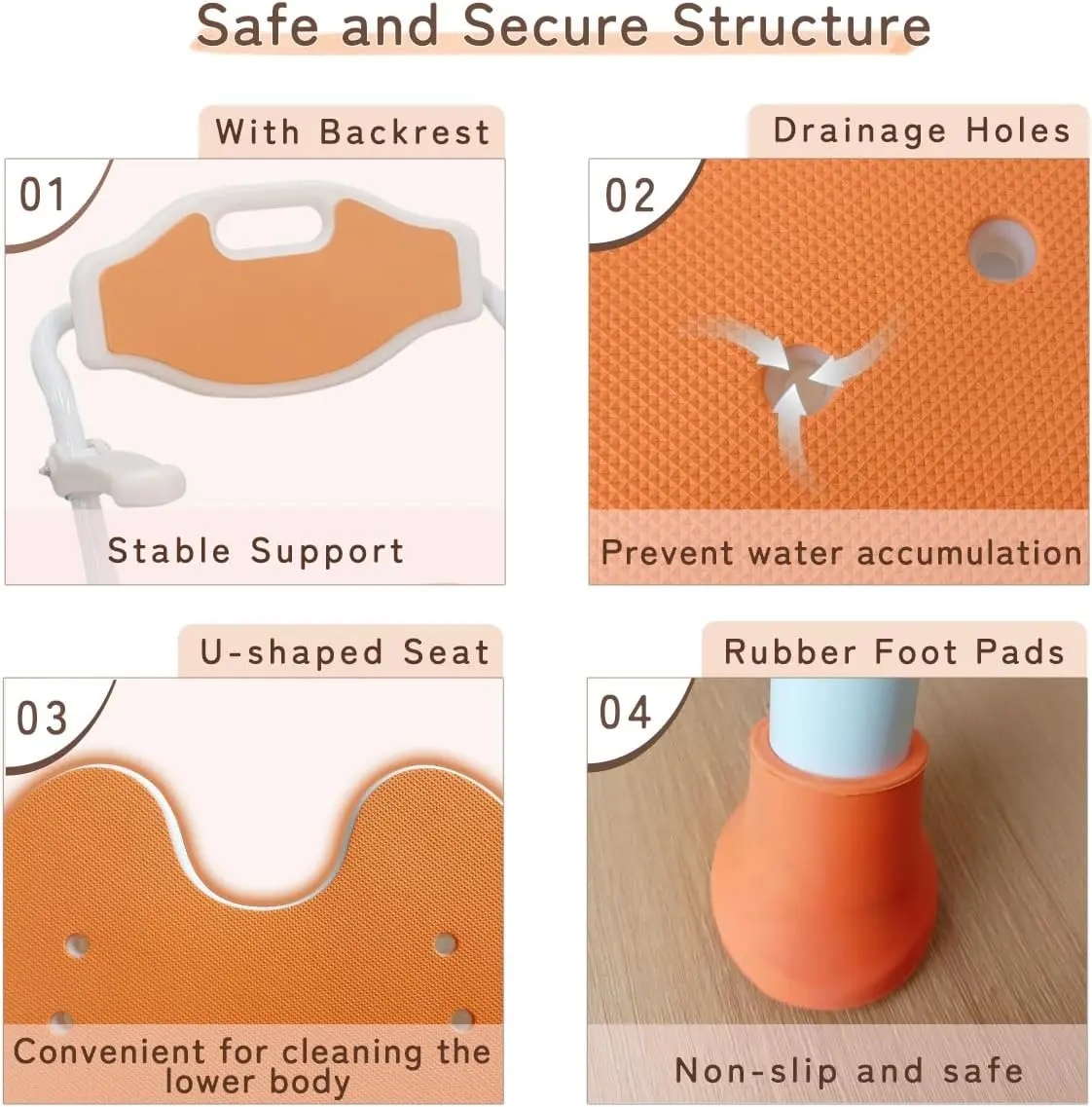 Elderly Foldable Shower Chair With Arms - Image 5