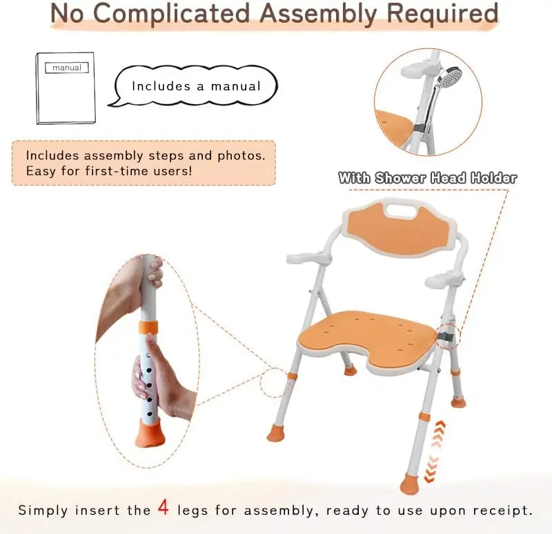 Elderly Foldable Shower Chair With Arms - Image 6