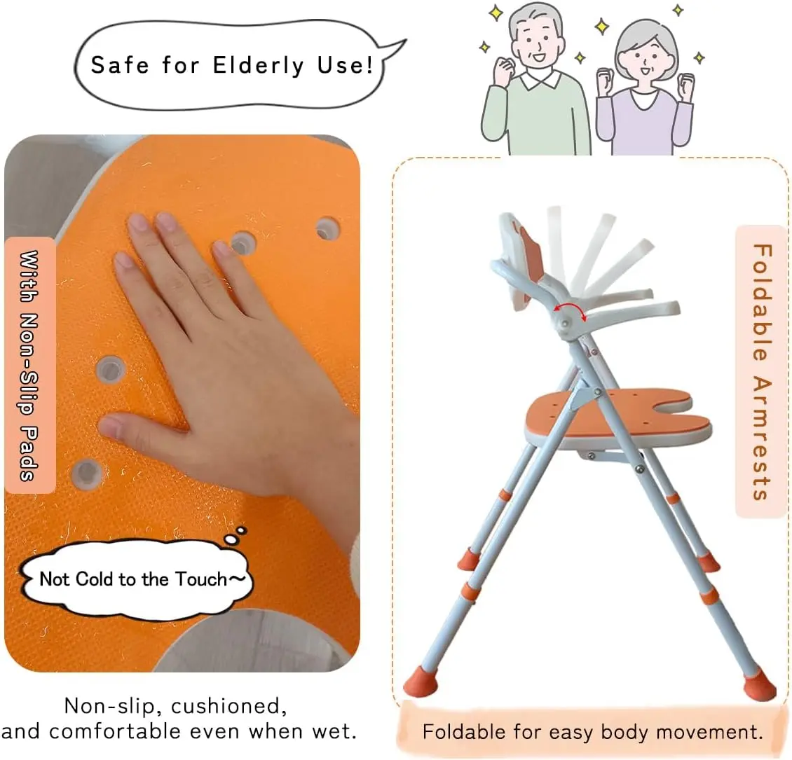 Elderly Foldable Shower Chair With Arms - Image 7