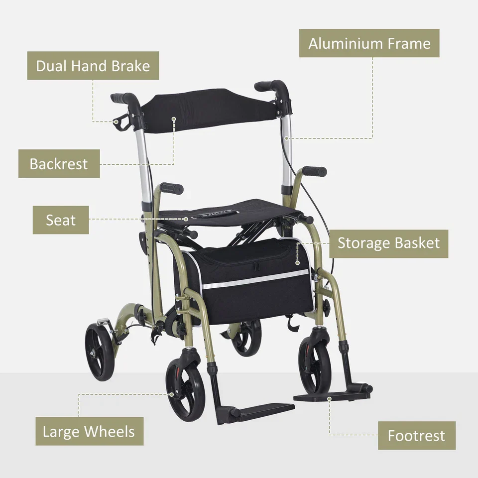 Elderly Mobility Walker Wheelchair With Seat - Image 3