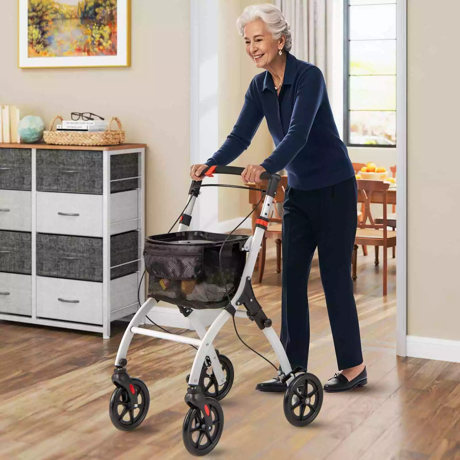 Elderly Mobility Walker With Tray & Brake
