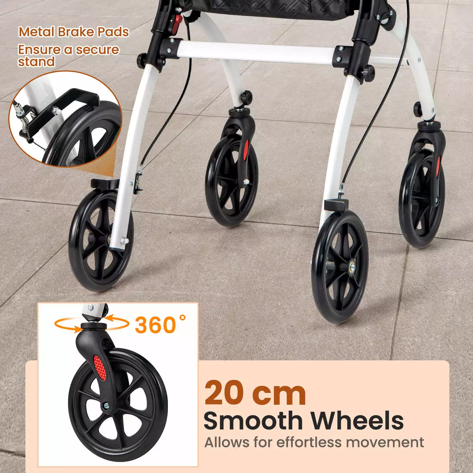 Elderly Mobility Walker With Tray & Brake - Image 7