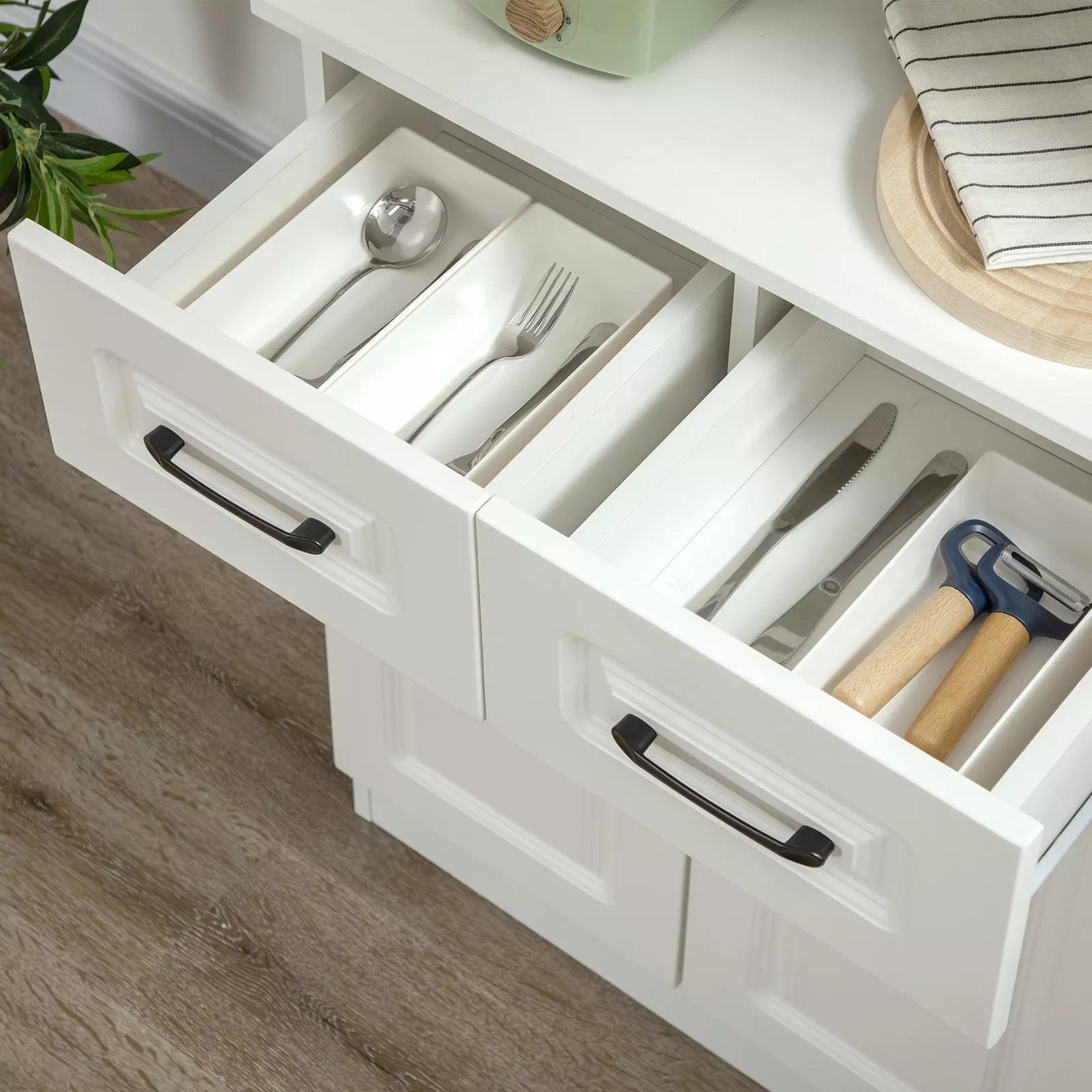 Eleri White Kitchen Pantry Storage Cabinet - Image 7
